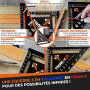 THORVALD 5 en 1 Equerre Menuisier 180 mm - Multifonction : Trusquin/Raporteur/Gabarit de percage/Equerre a chapeau - Aluminium -