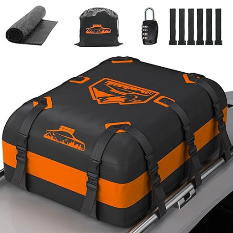 Rymopuey Sac de Toit 425-566 L, imperméable, Pas Besoin de Porte-Bagages, Coffre de Toit de Voiture avec Tapis antidérapant et 6