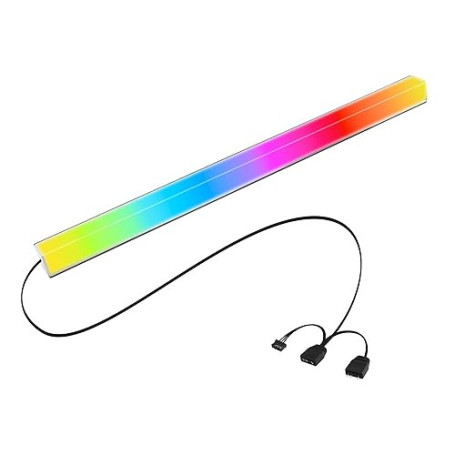 ELFJMZP Bande ARGB de 24 LED avec adhérence magnétique, 5 V 4 broches adressable en aluminium noir + étui de diffusion de la lum