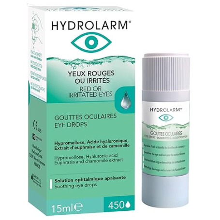 HYDROLARM Yeux Rouges et Irrités – Gouttes Oculaires Apaisantes & Hydratantes – Acide Hyaluronique, Camomille & Euphraise – Soul