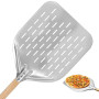 WYYFXY® Pelle À Pizza Perforée Grande Pelle A Pizza 30 cm × 40 cm Spatule Pizza Avec Poignée En Bois Amovible De 38 cm, Glisse F