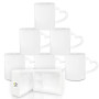 MR.R Ensemble de 6 tasses à café en porcelaine blanche pour sublimation Passe au lave-vaisselle Tasse à boire en céramique class