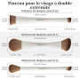 EIGSHOW Pinceaux Maquillages, 3 pièces kit pinceaux maquillages à double extrémité, Set Pinceau Maquillage en fibres synthétique