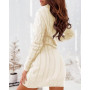 Ebifin Robe Pull pour Femme élégante Col roulé Robe Hiver Casual Manches Longues Sweat Pull Laine.