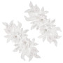 GORGECRAFT 1 Paire 3D Floral Brodé Dentelle Applique Fleur Perle Patches avec Imitation Perle Décolleté Dentelle Garniture pour