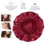 Cheerhom Bonnet Satin Cheveux Nuit，2pcs Bonnet Soie Bonnet en Satin avec 2 Élastiques Cheveux, Texturé de Soie, Bonnet de Nuit F
