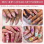 Zosutetoxo Nails Mold, Moule de Clou avec Motifs Floraux en Silicone 3D pour Nail Art, Tampon pour Manucure DIY