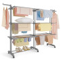 SONGMICS Étendoir à Linge, Séchoir Mobile à 4 Niveaux, avec roulettes, Pliable, 63,5 x (131-200) x 177,5 cm, Grande Capacité, Ut