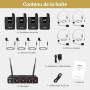 TONOR Système de Micro sans Fil avec 4 émetteurs de Poche/micros-Cravates/Casque à Effet Hall, 4x5 fréquences, portée 60m, pour