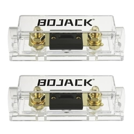 BOJACK Lot de 2 Porte-fusibles ANL à Coque Transparente 80A et 2 Fusibles ANL 80A 32 VCC pour Système Audio et Vidéo