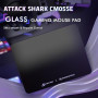 ATTACK SHARK CM05SE Tapis Souris Verre Trempé, 9H Dureté Anti-Rayures, Surface Ultra-Lisse Gravée Nano, Base PU Antidérapante, H