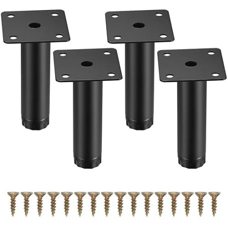 Fulushouxi 4 Pièces Pieds de Meuble, 10 cm/4 Pouces Pieds de Meubles Réglables, Pieds de Support en Fixation en Métal pour Meubl