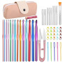 Kits de Crochet, Crochet Tricot 52 pièces, ensemble complet de crochets avec crochets en aluminium de 14 tailles, marqueurs de p