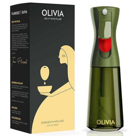 FLAIROSOL OLIVIA Vaporisateur d'Huile en Verre 200ml - Technologie de Pulvérisation Continue avec Contrôle des Portions - Polyva