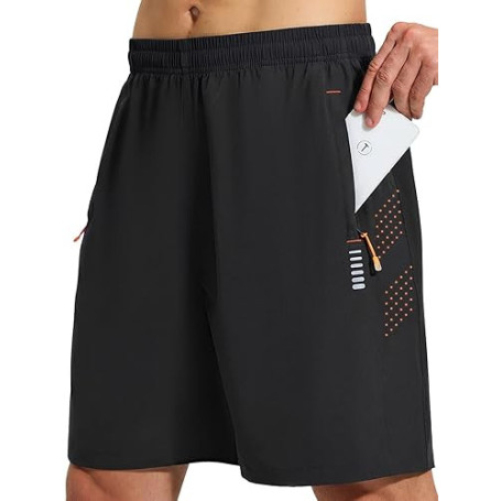 CIMIC Shorts de Sport pour Hommes avec Poche Zippée Respirant et à Séchage Rapide Running Fitness Tennis