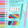 Coopay Kit Crochet Debutant Complet, 15 Pelotes de Laine Crochet, Accessoires de Crochets Tricot, 73 Kits de Crochets Ergonomiqu