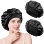 2 Pieces Bonnet Satin Cheveux Nuit, Bonnet en Soie pour Femme