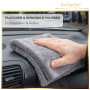 Exklusiv Chemie® 2X Chiffons en Microfibres sans Bord Q4 620 GSM + éponge pour polir à la Main | Absorbant, ne Peluche Pas & n'a