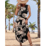 Zeagoo Robe Femme Ete sans Manches Chic et Elegant Robes de Plage Décontractée Col Rond Longue Robe Ample Légère avec Poches S-X
