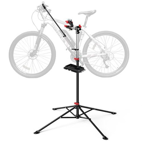 VOUNOT® Support de Réparation Vélo Pied d’Atelier Hauteur Réglable pince Rotative 360° avec Plateau à Outils Magnétique Pour tou