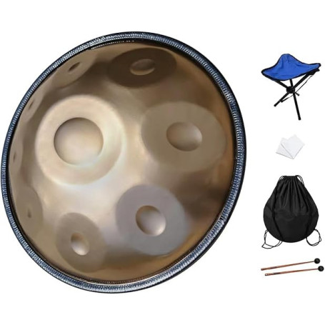 GLADFRESIT Handpan 18 pouces, 9 tons, sol mineur 440 Hz, avec support, sac, maillet durable et chiffon à poussière