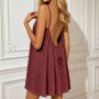 Générique Robe Caraco Dos Nu sans Manches pour Femme, Robe à Bretelles Spaghetti, Robe d'été Courte, légère Fluide et Parfaite p