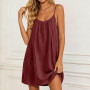 Générique Robe Caraco Dos Nu sans Manches pour Femme, Robe à Bretelles Spaghetti, Robe d'été Courte, légère Fluide et Parfaite p