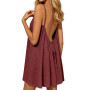 Générique Robe Caraco Dos Nu sans Manches pour Femme, Robe à Bretelles Spaghetti, Robe d'été Courte, légère Fluide et Parfaite p