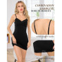 Sopesil Fond de Robe Femme Bretelles Réglables Col en V Jupon Séduisant en Dentelle Lingerie Élégante Chemise de Nuit Femme Gran