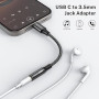 MOSWAG Adaptateur de Prise de Casque à 3,5mm, Adaptateur Écouteur USB C Jack 3.5mm en Nylon, Adaptateur Jack USB Type C avec DAC