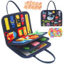 Withosent 4 Couches Busy Board Montessori pour Enfants, Planche Montessori Jeux Tout-Petits, 20 en 1 Apprendre Compétences de Vi