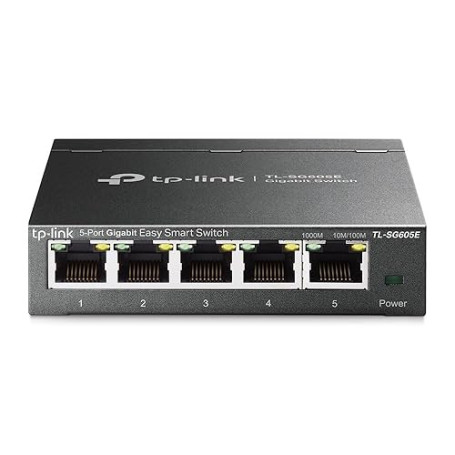 TP-Link TL-SG605E Switch Ethernet Gigabit 5 Ports Gigabit Hub RJ45, Switch Manageable, Boitier Métal, Plug-and-Play, Durable et