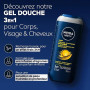 NIVEA MEN Gel douche Réveil Express Power (1 x 250 ml) — Soin lavant vivifiant enrichi en Infusion d'Agrumes — Gel douche homme