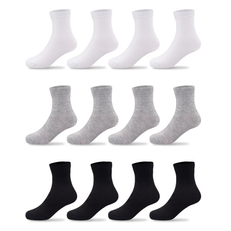 Duufin 12 Paires Chaussettes pour Garçon Fille Chaussettes Enfant Chaussettes Bébé Chaussettes de Sport