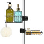 Feebee Porte Savon Sans Perçage, 2x Porte Shampoing Inox, Serviteur De Douche, Etagere, Noir, Porte Savon Barre Douche à Suspend
