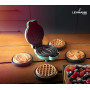 LEHMANN Mini Gaufrier avec Plaques Interchangeables, 4 Rond Formes : Cœur, Classique, Citrouille, Pain d’Épices, Revêtement Anti
