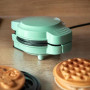 LEHMANN Mini Gaufrier avec Plaques Interchangeables, 4 Rond Formes : Cœur, Classique, Citrouille, Pain d’Épices, Revêtement Anti
