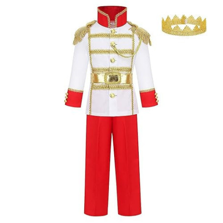 Lito Angels Déguisement Prince Charmant Garçon, Rouge, 4-10 ans | avec Couronne, Roi Royal