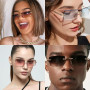 HTTDSLF 4 Pièces Lunettes de Soleil Rectangulaires pour Hommes et Femmes, LLunettes de Soleil Vintage, Sans Monture Lunettes de