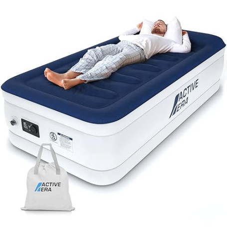 Active Era Matelas Gonflable 1 Personne – Confort Ultra Doux, Finition Luxe, Lit Gonflable avec Pompe Électrique, Support Stable