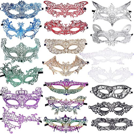 SIQUK 20 Pièces Dentelle Masquerade Masque Femmes Masques Vénitiens Masque En Dentelle pour Soirée Bal De Bal Bachelorette Fête