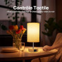Suright Lampe de Chevet Tactile Lot de 2 avec Ports de Charge USB-A + USB-C, Intensité Variable 3 Voies, Abat-jour en Tissu de L