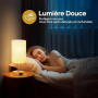 Suright Lampe de Chevet Tactile Lot de 2 avec Ports de Charge USB-A + USB-C, Intensité Variable 3 Voies, Abat-jour en Tissu de L
