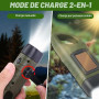 Sporgo Lampe de poche à manivelle LED rechargeable : 2 pièces lampes de poche solaires dynamo avec mousqueton, mini lampe de poc