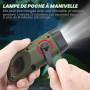 Sporgo Lampe de poche à manivelle LED rechargeable : 2 pièces lampes de poche solaires dynamo avec mousqueton, mini lampe de poc