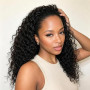 Half Wig Human Hair Deep Wave Demi Perruque sans Colle 180% Densité Perruque Cheveux Humain Perruque Bandeau Bouclée 3 In 1 Seam