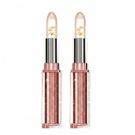 Lot de 2 Rouge à Lèvres PH Magique avec Feuille d'Or, Baume à Lèvres Transparent Changeant de Couleur selon la Température, Hydr