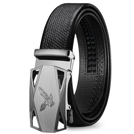 ITIEZY Ceinture Homme Cuir, Ceinture Automatique à Cliquet Sans Trou 35 mm pour Costume et Jeans, Taille Réglable