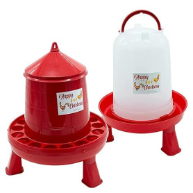 FINCA CASAREJO Pack Abreuvoir + Mangeoire avec Pieds - Abreuvoir 10 L et Mangeoire 8 Kg pour Poules et Autres Volailles - Happy