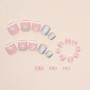 24 Pièces Court Carré Faux Ongles D'orteil Français Nude Rose Faux Ongles pour Orteil Ballerine Strass Acrylique Pleine Couvertu